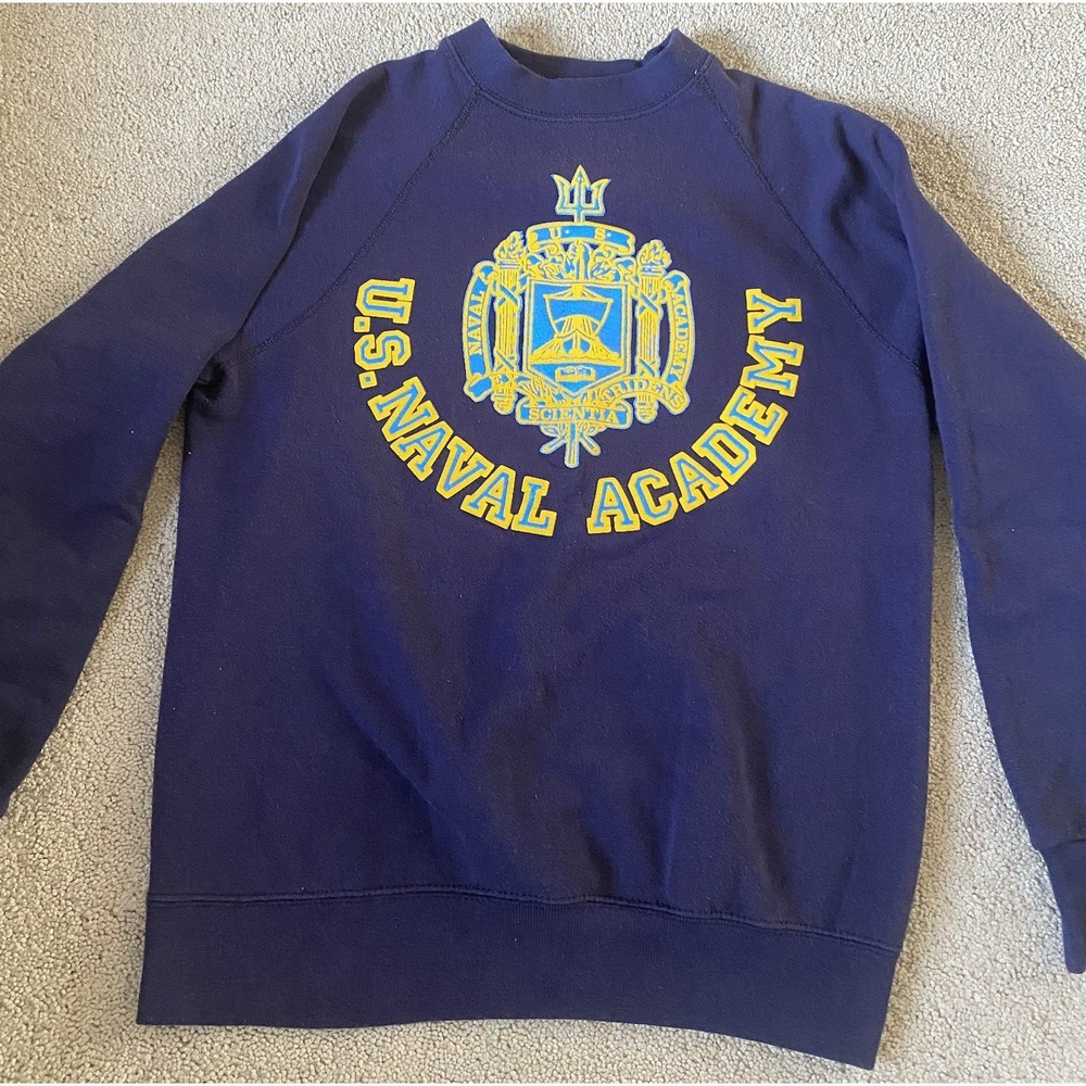 US Navy USNA Naval Academy Graphic Pullover Sweatshirt Vintage, Large